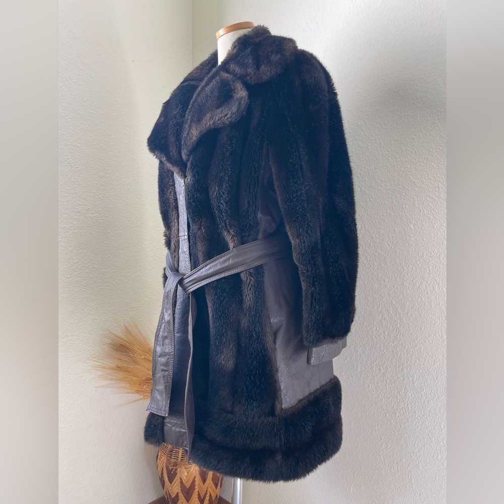 Vintage Dark Chocolate Brown Faux Fur Penny Lane Coat